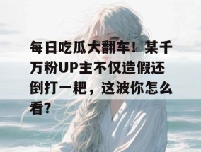 每日吃瓜大翻车！某千万粉UP主不仅造假还倒打一耙，这波你怎么看？